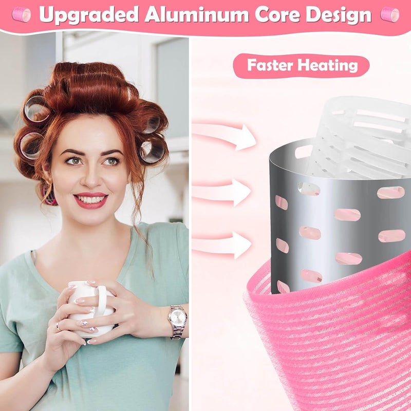 Tetutor Thermal Jumbo Rollers Hair Curlers Set with Clips - 24 Large Self-Grip Rollers for Volume and Curls on Long, Medium, Short Hair (63mm, 48mm, 36mm) - Image 2